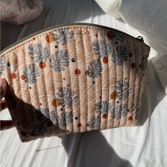 Cream and Orange Cosmetic Bag with Botanical Design - Picture 6 of 6